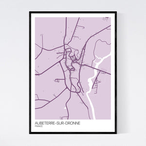 Aubeterre-sur-Dronne Town Map Print