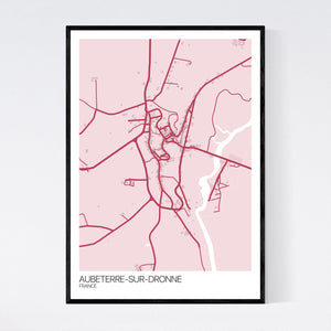 Aubeterre-sur-Dronne Town Map Print