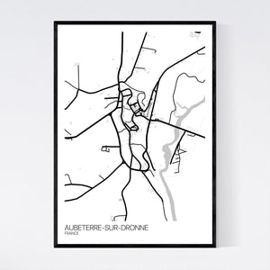 Aubeterre-sur-Dronne Town Map Print