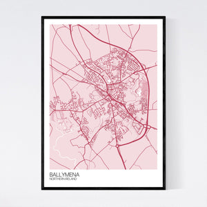 Ballymena City Map Print