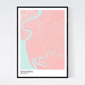 Bandarban City Map Print