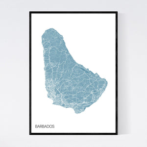Barbados Island Map Print