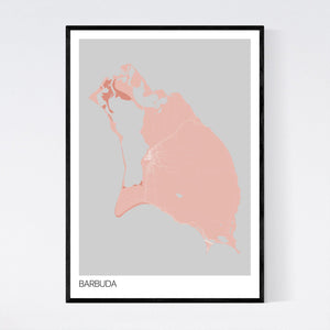 Barbuda Island Map Print