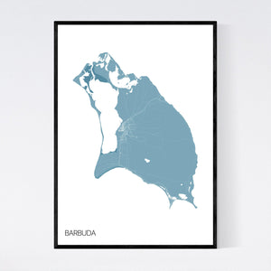 Barbuda Island Map Print