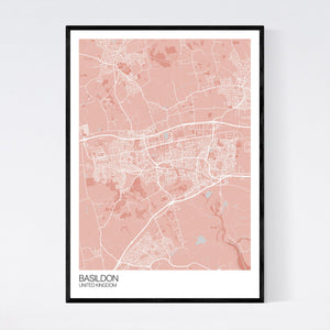 Basildon City Map Print