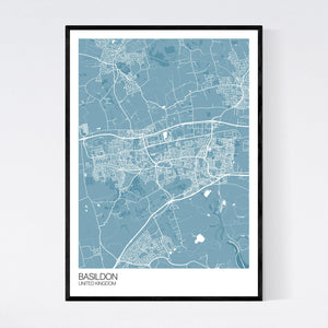 Basildon City Map Print