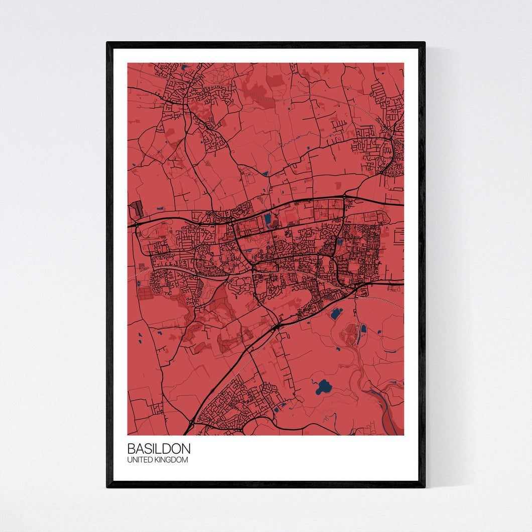 Basildon City Map Print