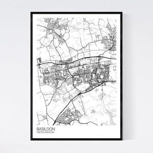Basildon City Map Print