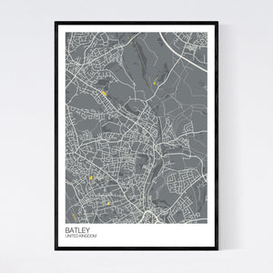 Batley City Map Print