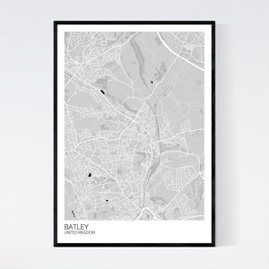 Batley City Map Print