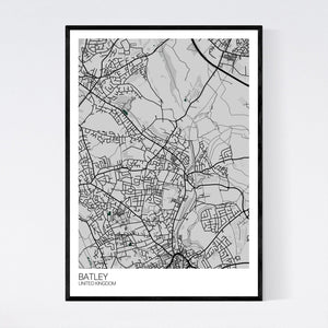 Batley City Map Print