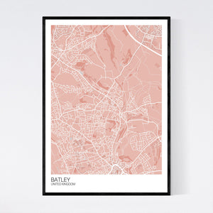 Batley City Map Print