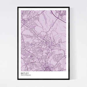 Batley City Map Print