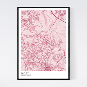 Batley City Map Print