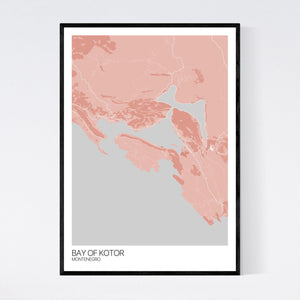 Bay of Kotor City Map Print