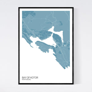 Bay of Kotor City Map Print