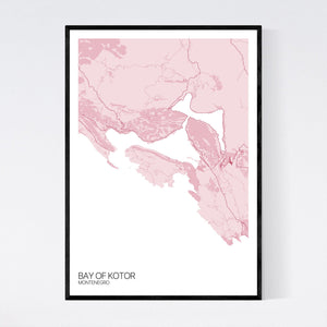 Bay of Kotor City Map Print