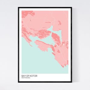 Bay of Kotor City Map Print