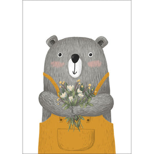 Bear with Flowers Print