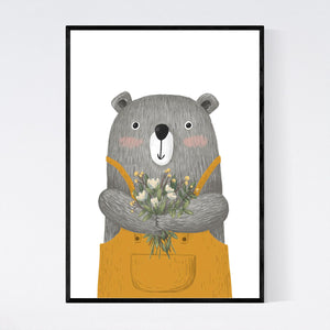 Bear with Flowers Print