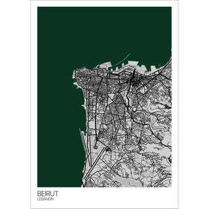 Map of Beirut, Lebanon