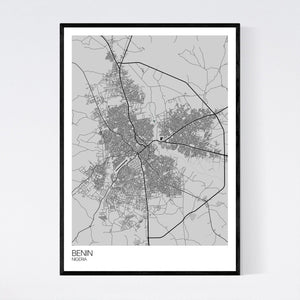 Benin City Map Print