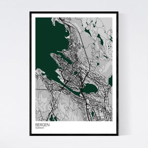 Bergen City Map Print