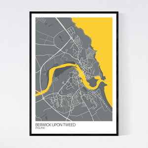 Berwick upon Tweed Town Map Print