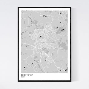 Billericay Town Map Print