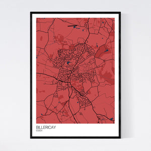 Billericay Town Map Print