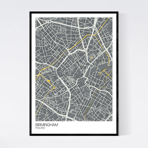 Birmingham City Centre City Map Print
