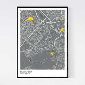 Bletchley City Map Print