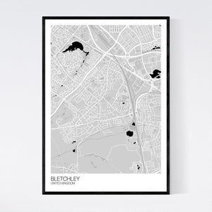 Bletchley City Map Print