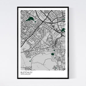 Bletchley City Map Print