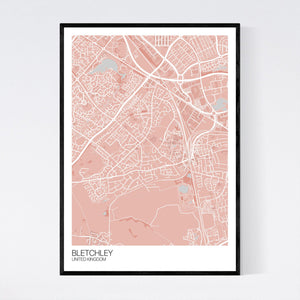 Bletchley City Map Print