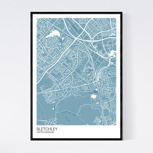 Bletchley City Map Print