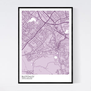 Bletchley City Map Print