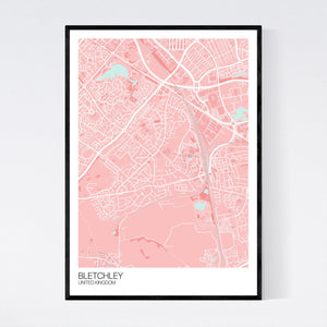 Bletchley City Map Print