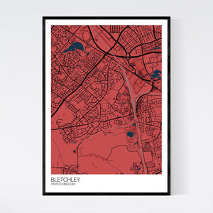 Bletchley City Map Print