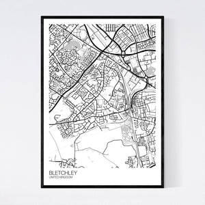 Bletchley City Map Print