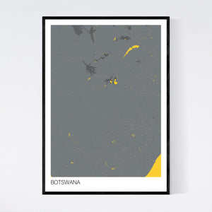 Botswana Country Map Print