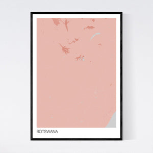 Botswana Country Map Print