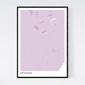 Botswana Country Map Print