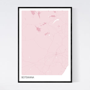 Botswana Country Map Print