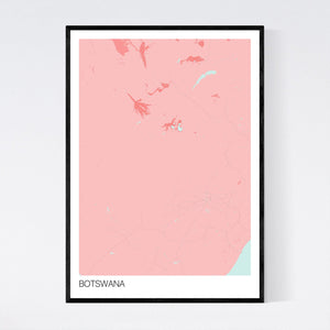 Botswana Country Map Print