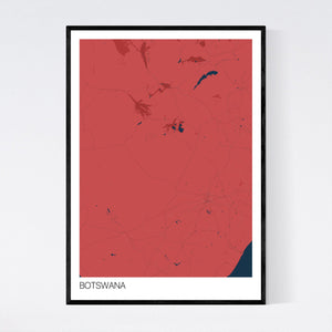 Botswana Country Map Print