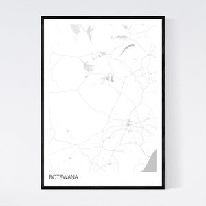 Botswana Country Map Print