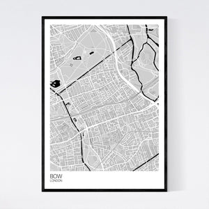 Map of Bow, London