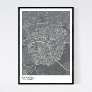 Bracknell City Map Print