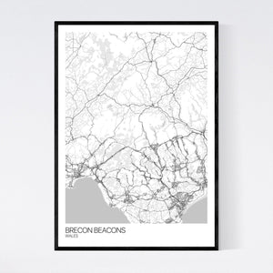 Brecon Beacons Region Map Print